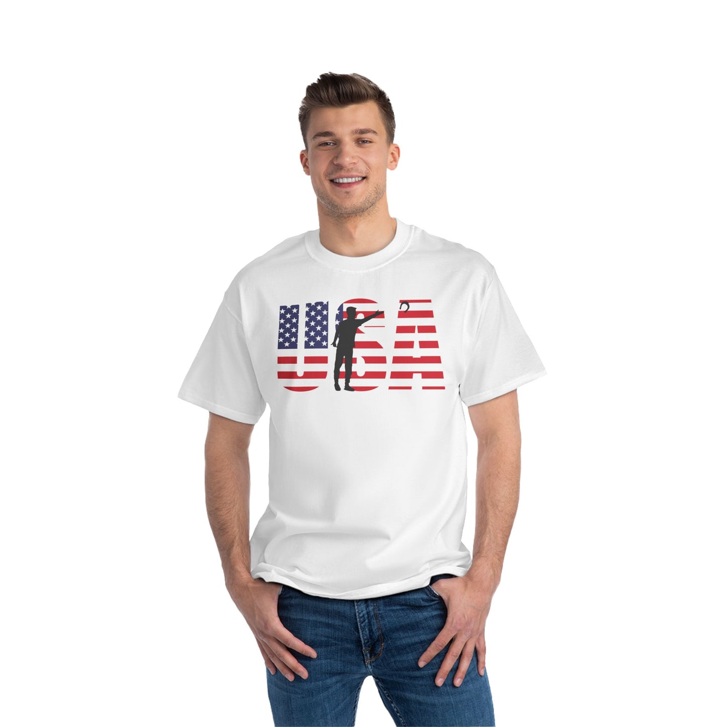 USA With Silhouette of Horseshoe Pitcher