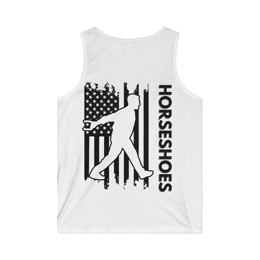 Patriotic Pitcher Tank Top – American Flag Horseshoe Silhouette - Customize